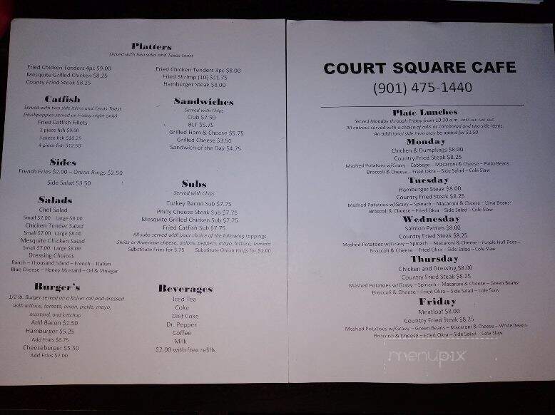 Courthouse Cafe - Covington, IN menu_pic