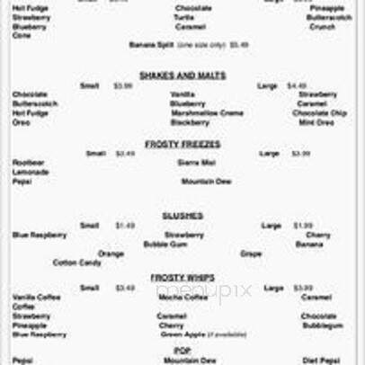 Frosty King - Kimball, SD menu_pic