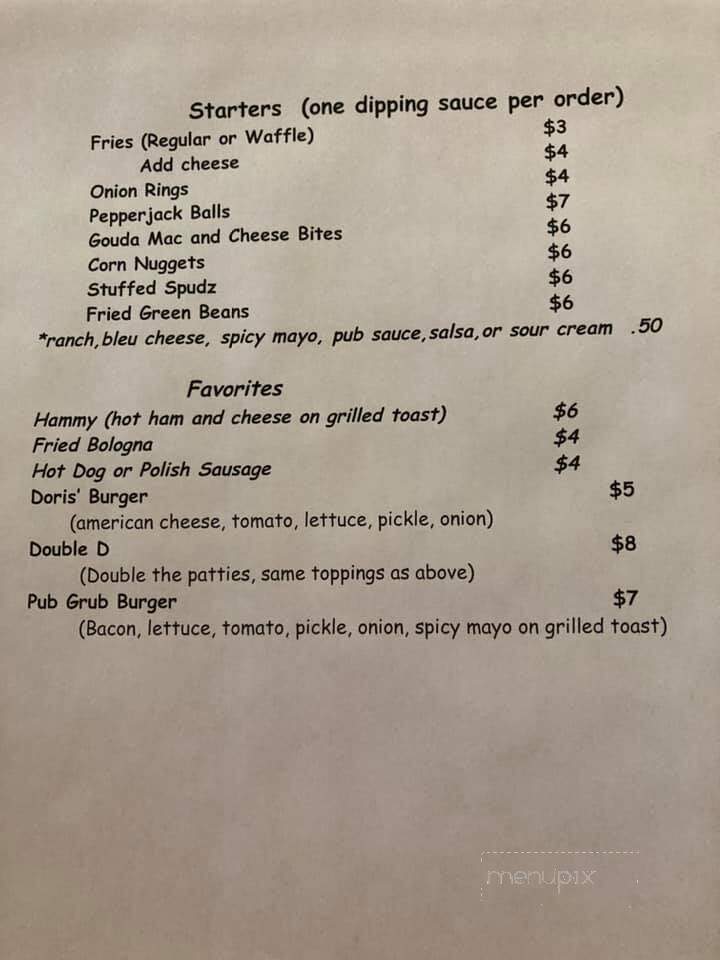 Doris' Tavern - Burlington, IA menu_pic
