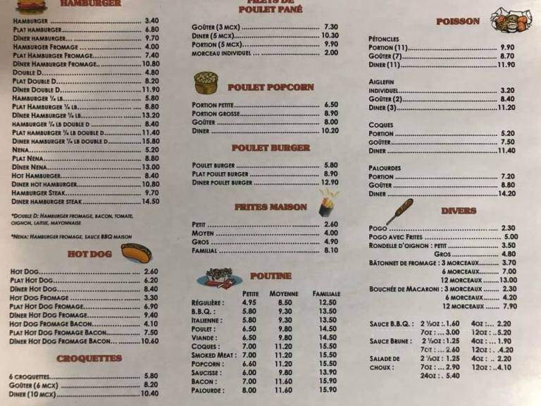 Double D - Caraquet, NB menu_pic