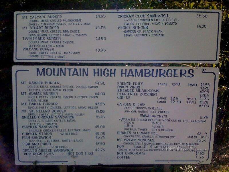 Mountain High Hamburgers - Easton, WA menu_pic