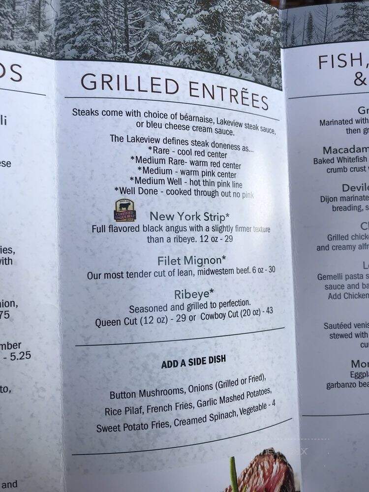 The Lakeview Restaurant - Bellaire, MI menu_pic