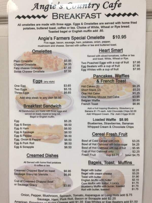 Angie's Cafe and Custard - Buena, NJ menu_pic