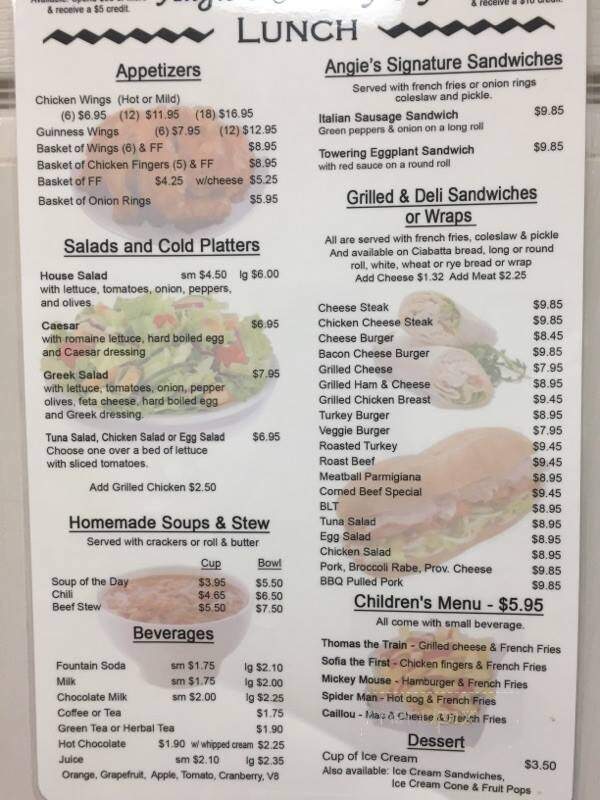 Angie's Cafe and Custard - Buena, NJ menu_pic