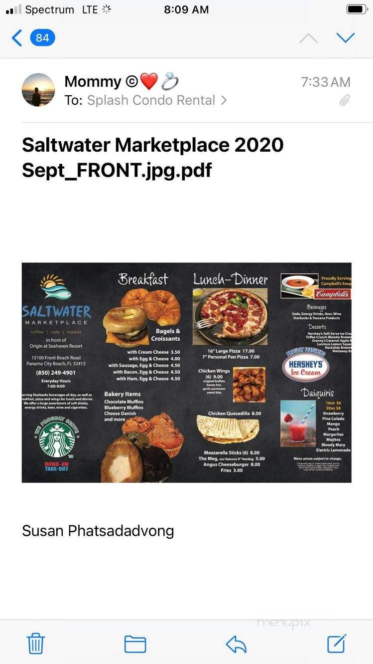 Saltwater Marketplace - P C Beach, FL menu_pic