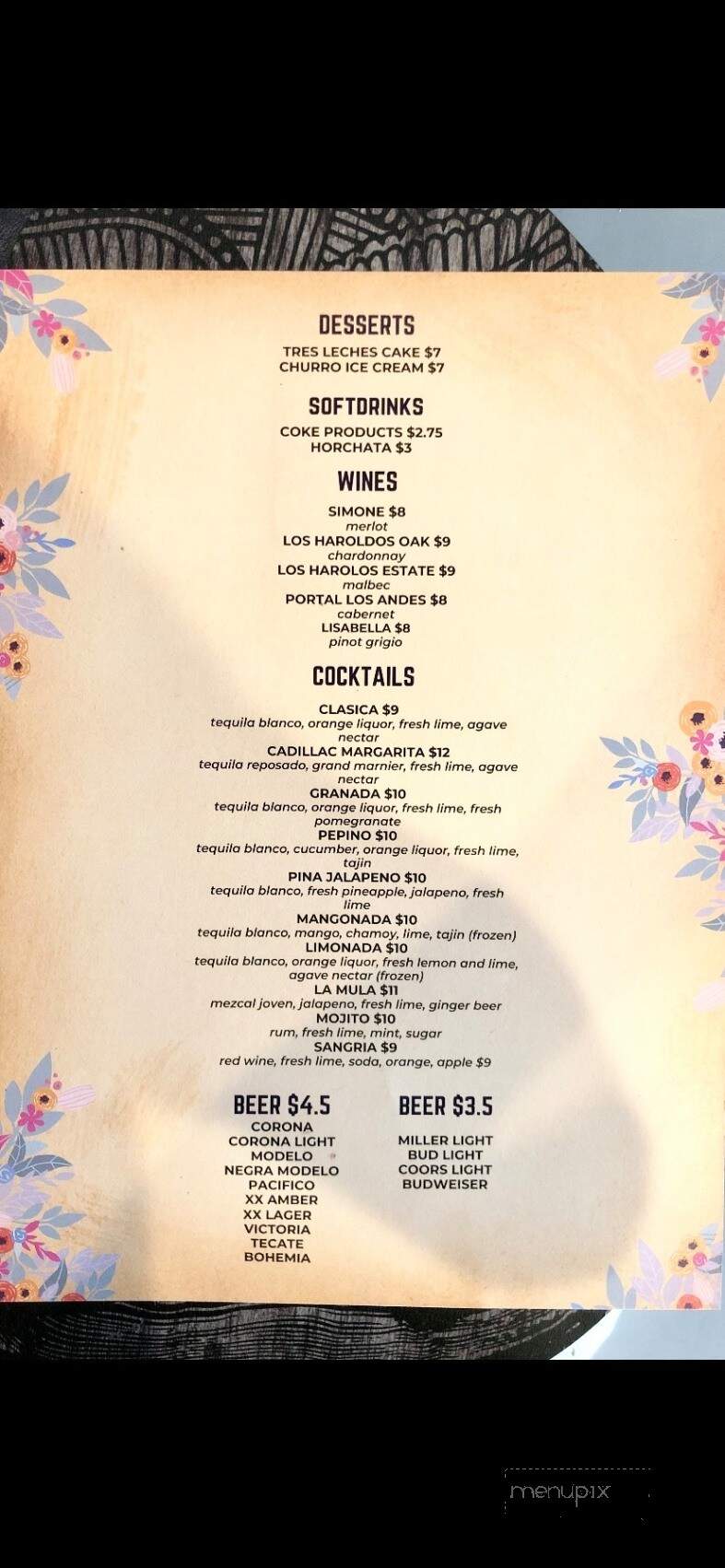 La Marimba - Oswego, IL menu_pic