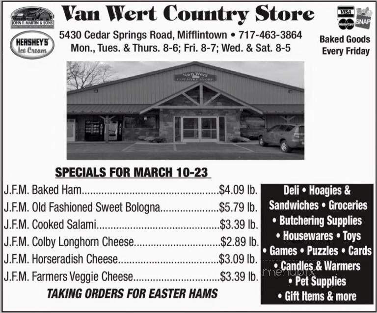 Van Wert Cheese Shop - Mifflintown, PA menu_pic