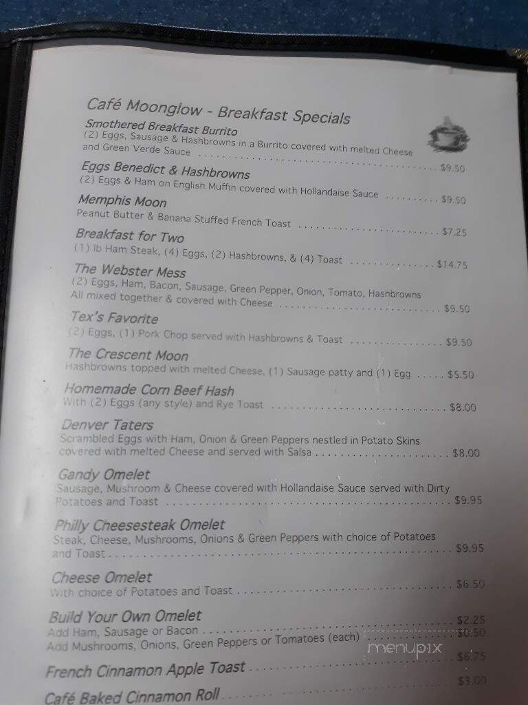 Cafe Moonglow - Webster, WI menu_pic
