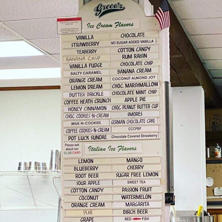 Greco's Italian Ices - Lititz, PA menu_pic