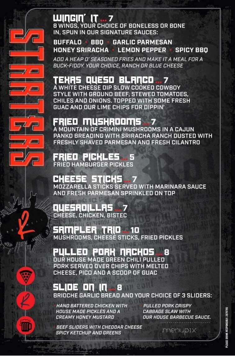 The Rockwell Tap House - McAllen, TX menu_pic