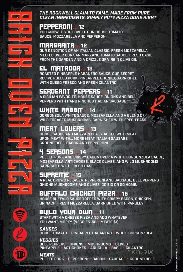 The Rockwell Tap House - McAllen, TX menu_pic