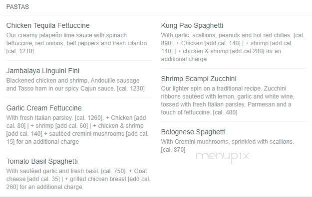 California Pasta Shops - Clinton Township, MI menu_pic