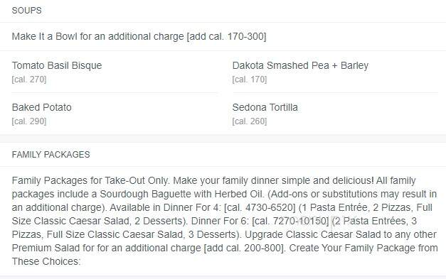 California Pasta Shops - Clinton Township, MI menu_pic