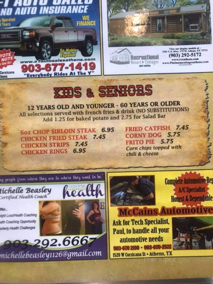 Ole West Steak House - Athens, TX menu_pic