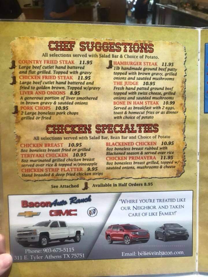 Ole West Steak House - Athens, TX menu_pic