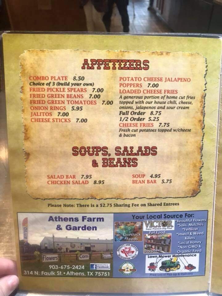 Ole West Steak House - Athens, TX menu_pic
