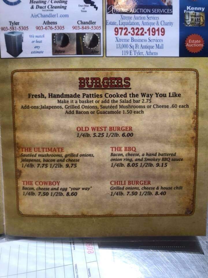 Ole West Steak House - Athens, TX menu_pic