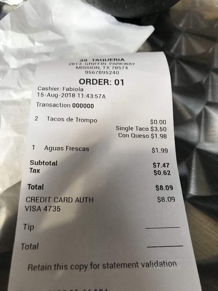 39 Taqueria - Mission, TX menu_pic