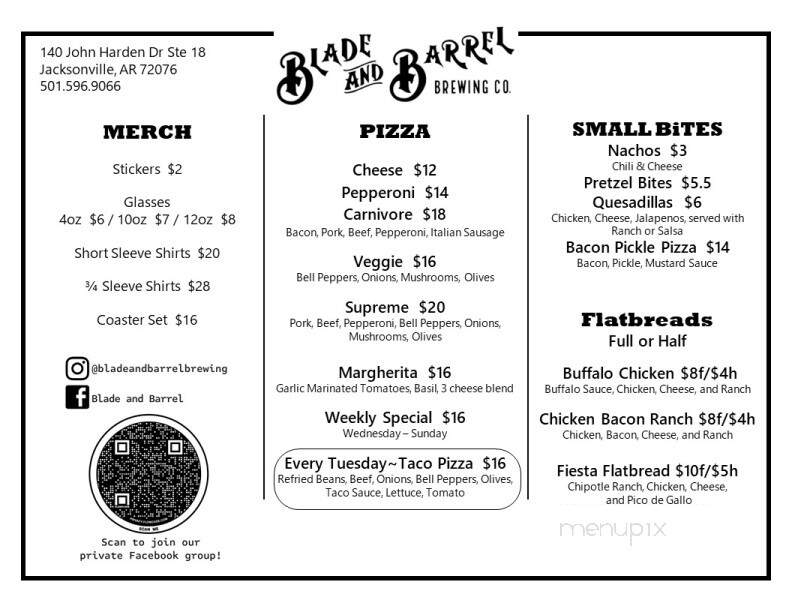 Blade and Barrel Brewing Co - Jacksonville, AR menu_pic