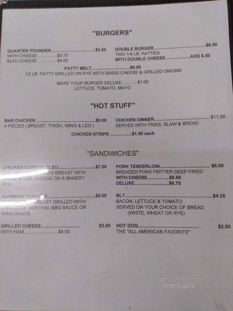 Harmony Bar - Michigan City, IN menu_pic