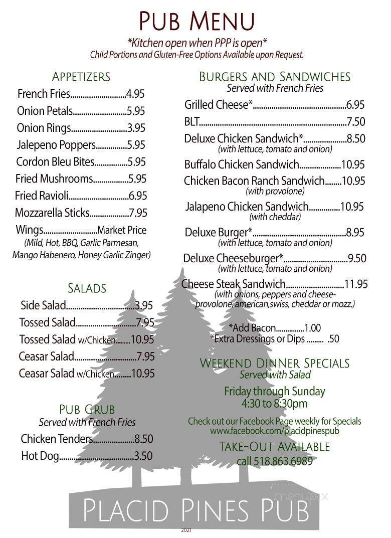 Placid Pines Pub - Hadley, NY menu_pic