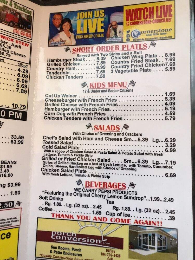 Checkered Flag Barbecue - Salisbury, NC menu_pic