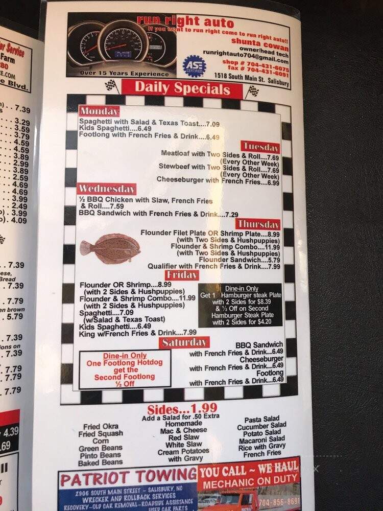 Checkered Flag Barbecue - Salisbury, NC menu_pic