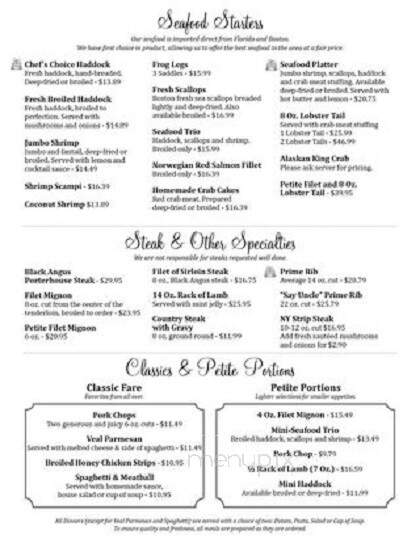 Frog Pond Restaurant - Union City, PA menu_pic