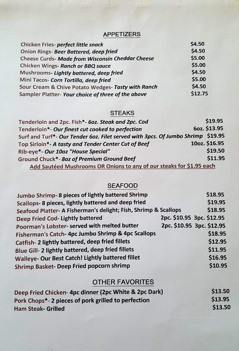 Karen's Supper Club - Richland Center, WI menu_pic