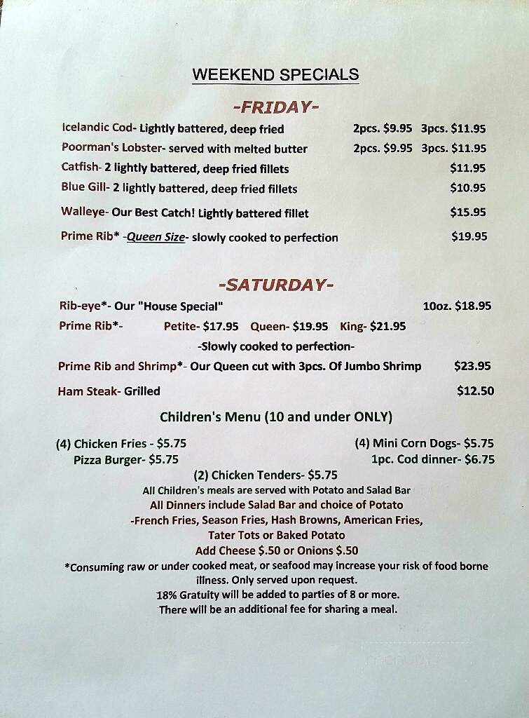 Karen's Supper Club - Richland Center, WI menu_pic