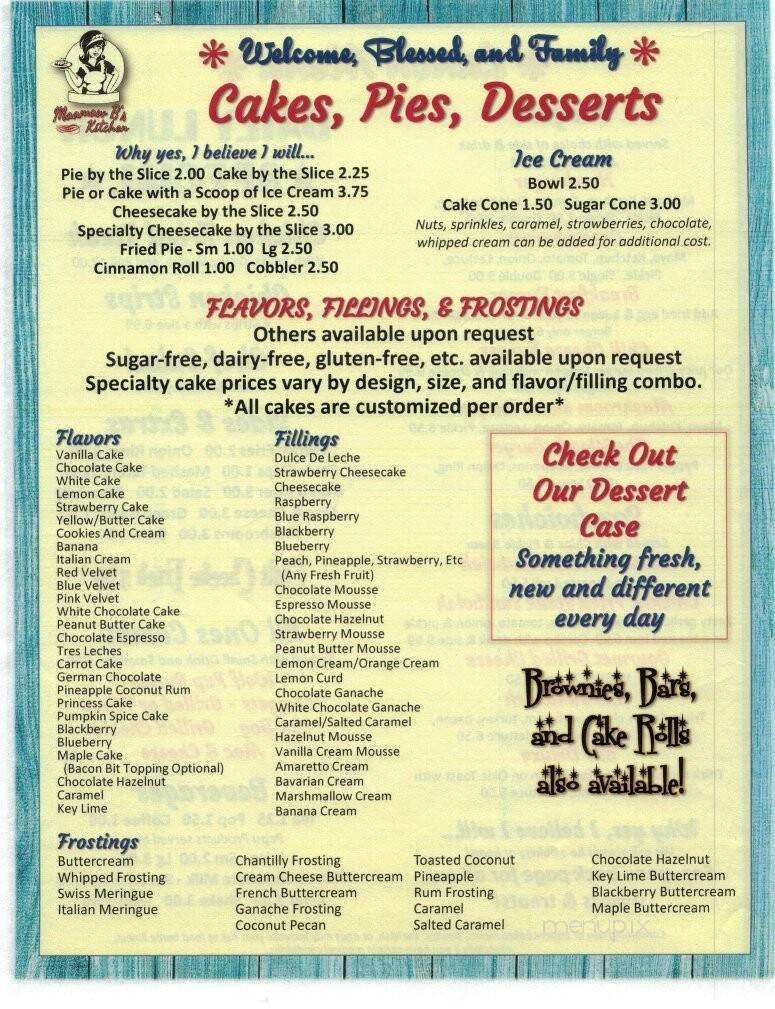 Maamaw B's Kitchen - Heavener, OK menu_pic