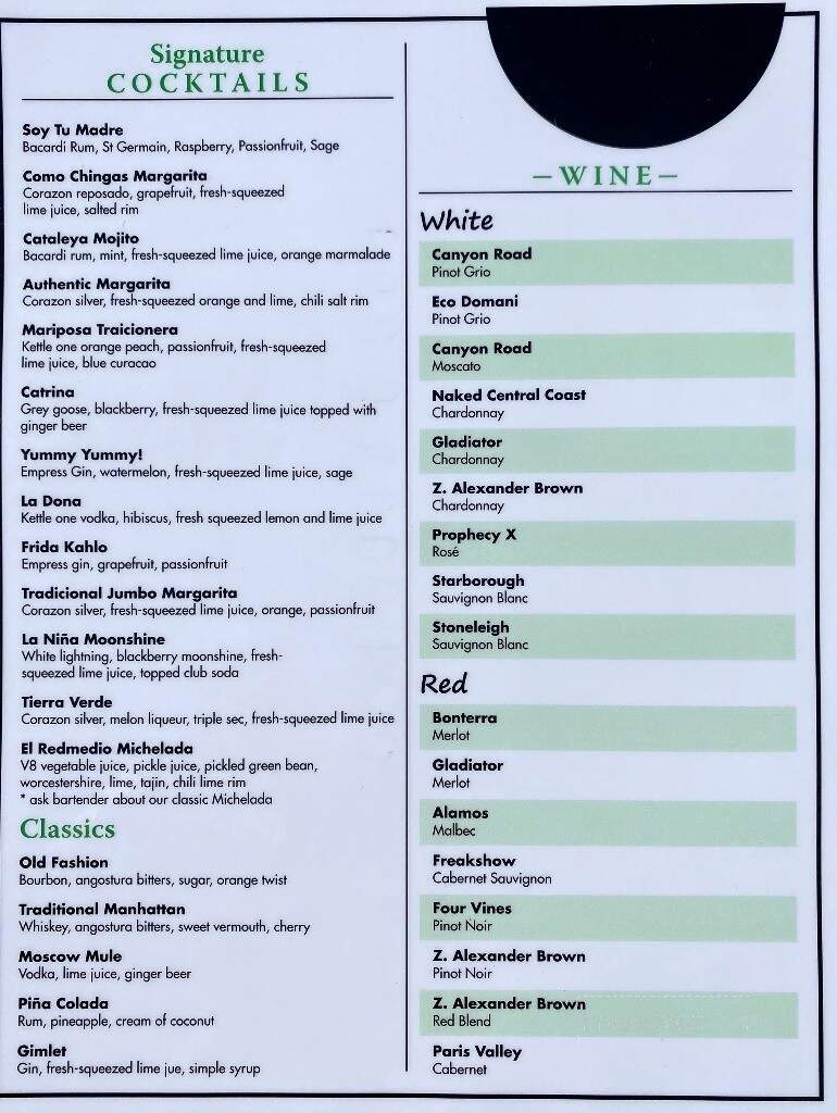Cataleya Cantina - Knoxville, TN menu_pic