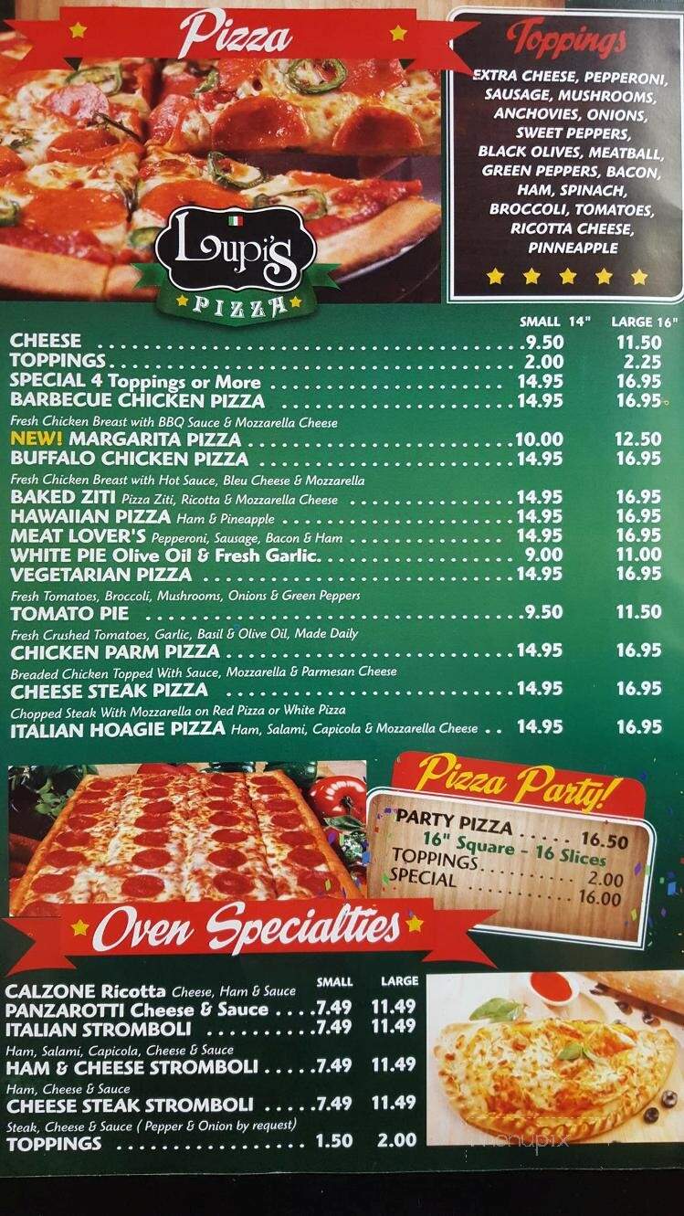 Lupi's Pizza - Boothwyn, PA menu_pic