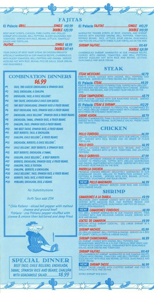 El Palacio - Warren, AR menu_pic