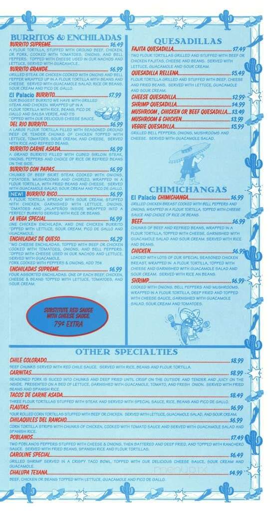 El Palacio - Warren, AR menu_pic