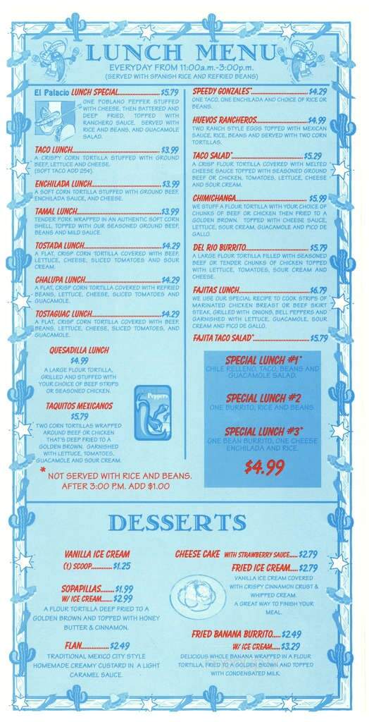 El Palacio - Warren, AR menu_pic