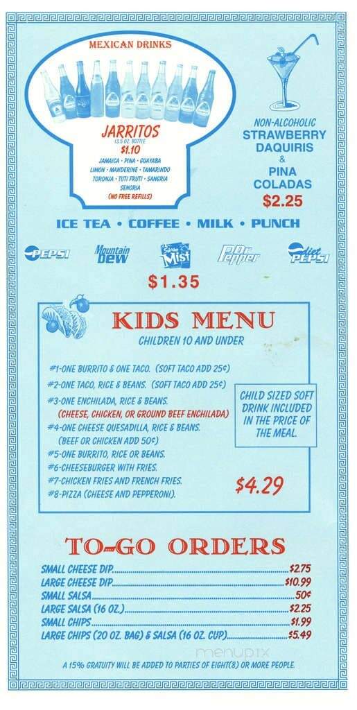 El Palacio - Warren, AR menu_pic
