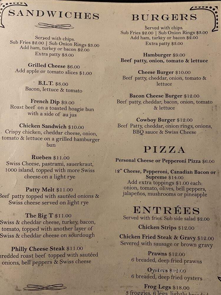 Imnaha Store and Tavern - Imnaha, OR menu_pic