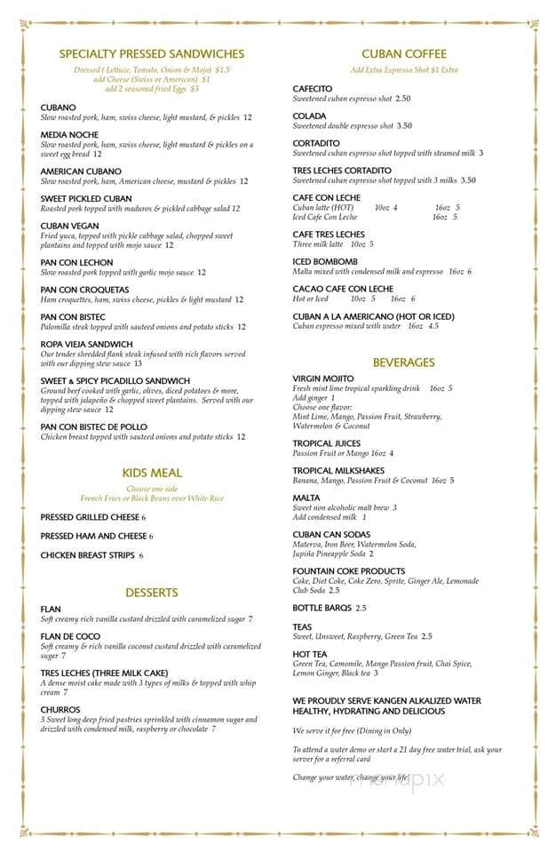 Que Rico! Cuban Cafe - Slidell, LA menu_pic