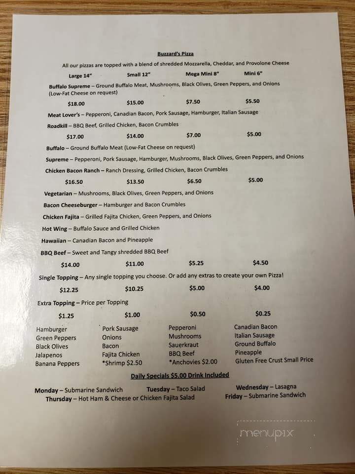 Buzzard's Pizza - Lyndon, KS menu_pic