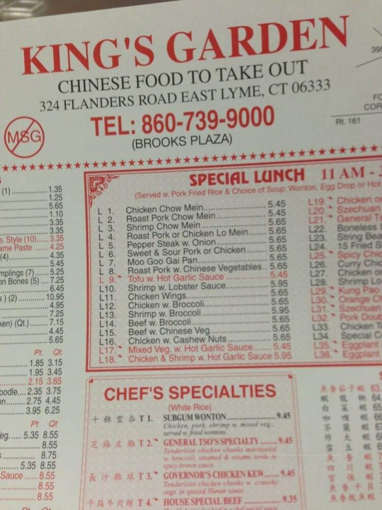 King's Garden - East Lyme, CT menu_pic