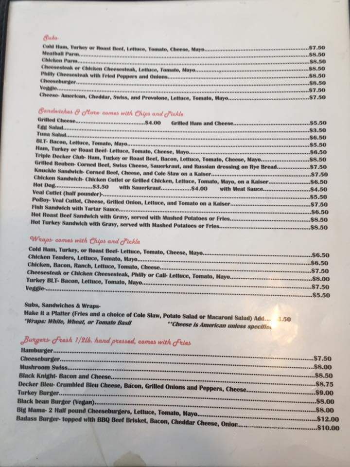 Jones Diner - Towanda, PA menu_pic
