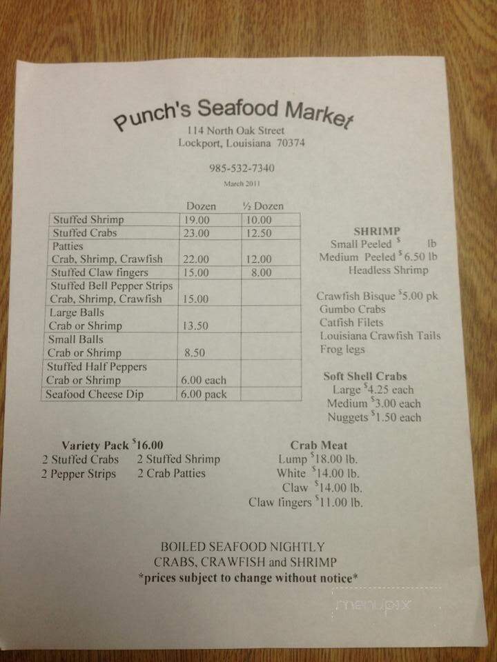 Punch's Seafood Market - Lockport, LA