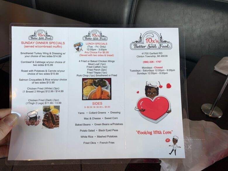 10x's Better Soul Food - Clinton Township, MI menu_pic