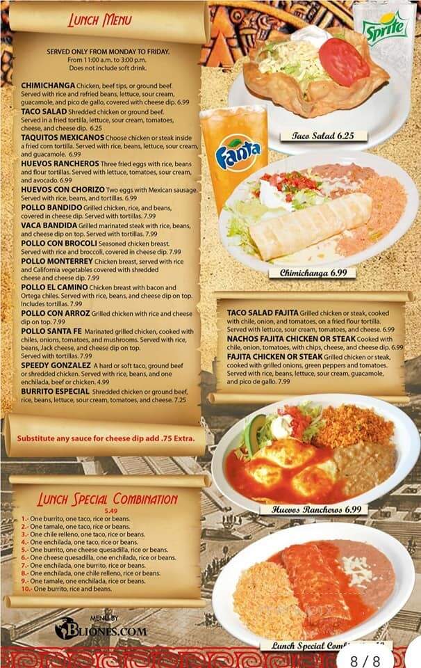 Rey Azteca Mexican Restaurant - Jamestown, KY menu_pic