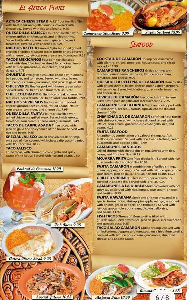 Rey Azteca Mexican Restaurant - Jamestown, KY menu_pic