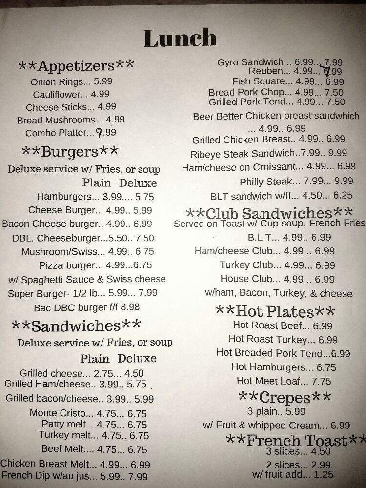 Eagles Nest Restaurant - Forrest, IL menu_pic