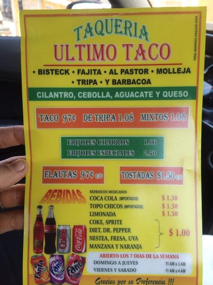 Taqueria Ultimo Taco - Brownsville, TX menu_pic