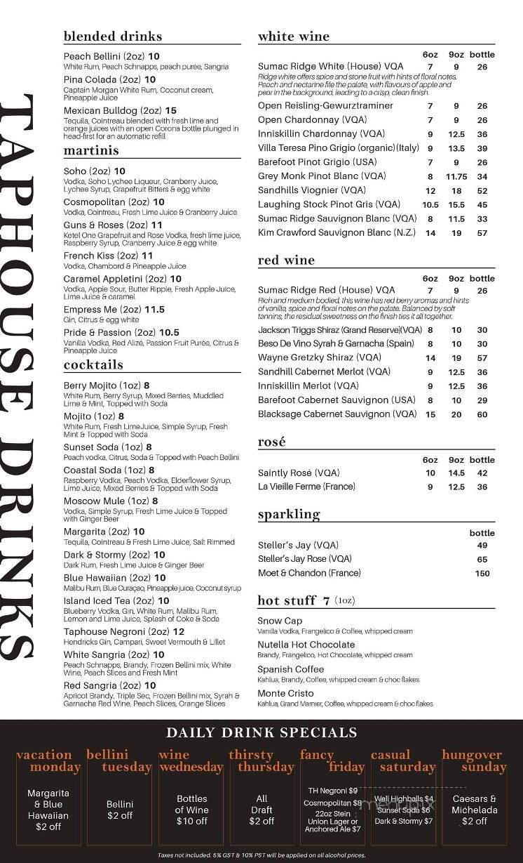 Twenty Two Taphouse - Sechelt, BC menu_pic