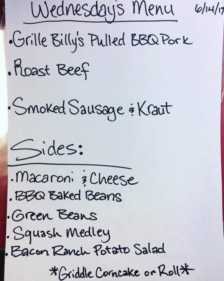 Grille Billy's - Fairview, TN menu_pic